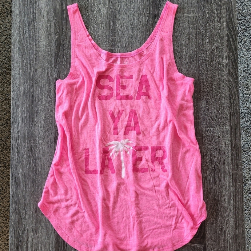 Sea Ya Later Neon Pink Tank Top